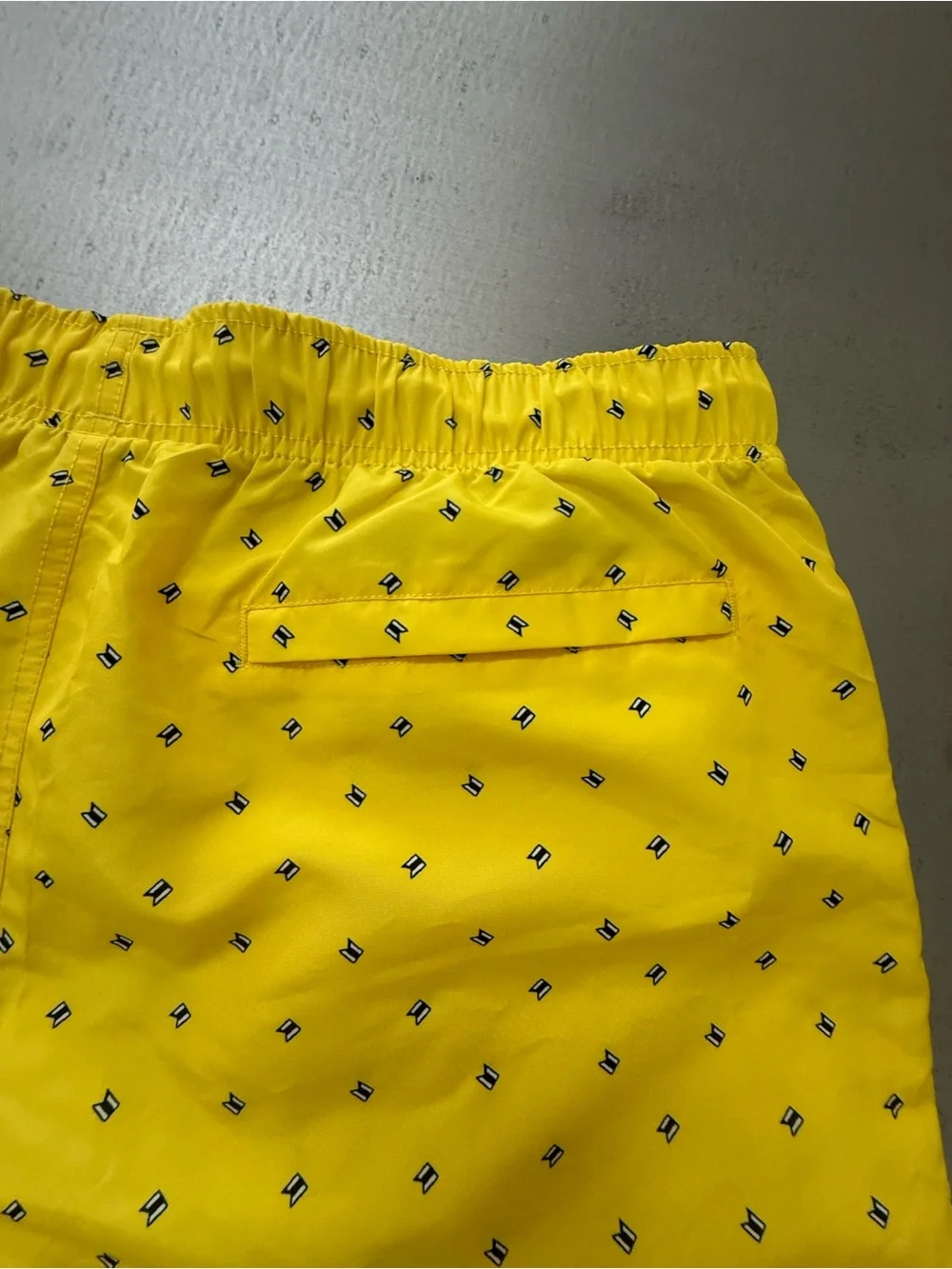 Nautica Men’s Yellow Micro-Print Swim Trunks